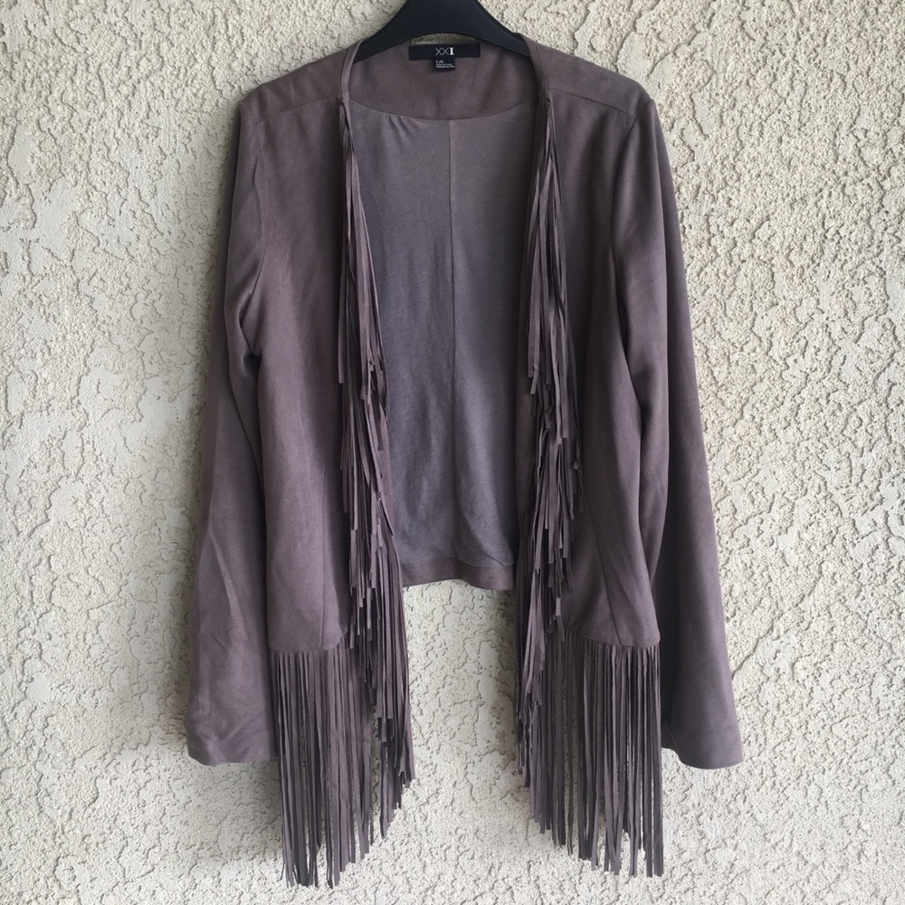 Gray Fringe Cardigan
